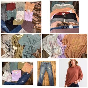 Huge Women’s Clothing Lot (11 Pc) Sz S/M Boho Graphic Tees, Knits, Denim